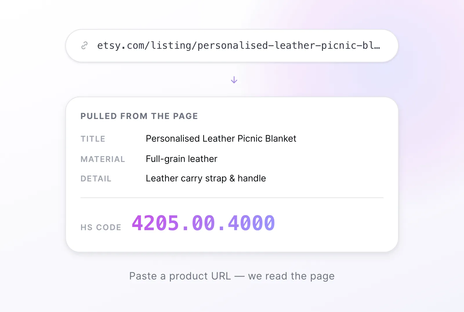 Paste a product URL — we read the page